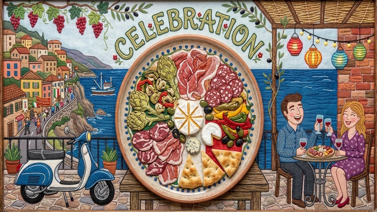 Mediterranean coastal feast artwork